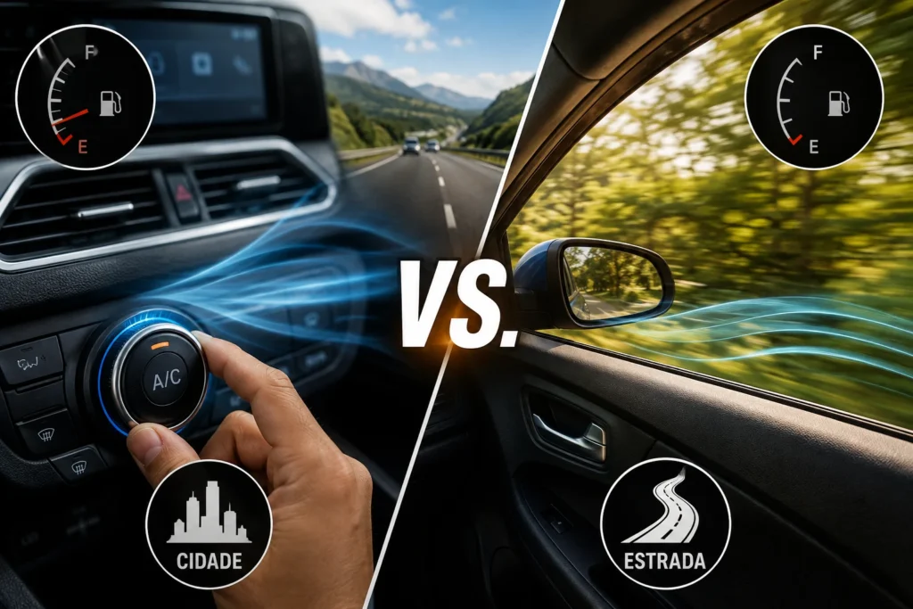 Ar condicionado vs. Vidro aberto