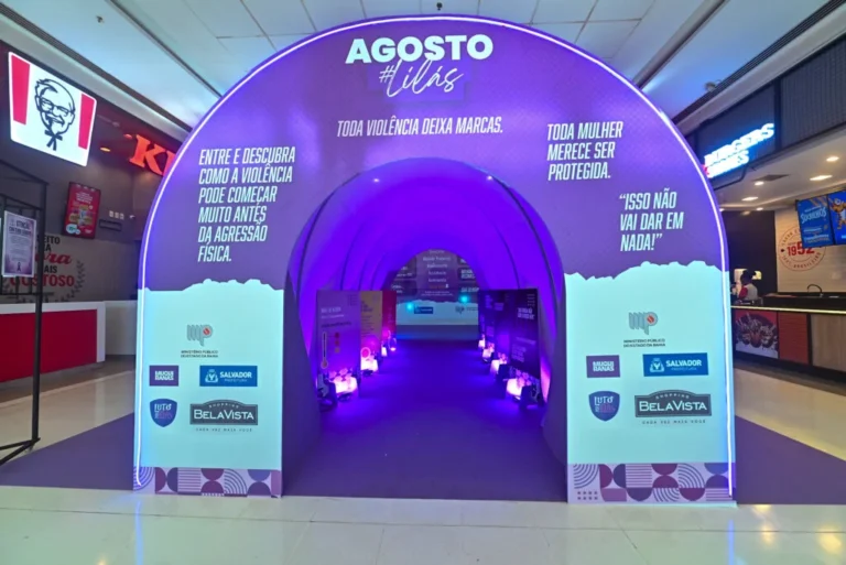 Agosto Lilás: Shopping em Salvador usa túnel imersivo contra abuso