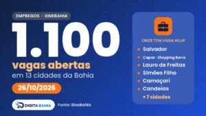 Vagas de emprego na Bahia — 26/10/2026